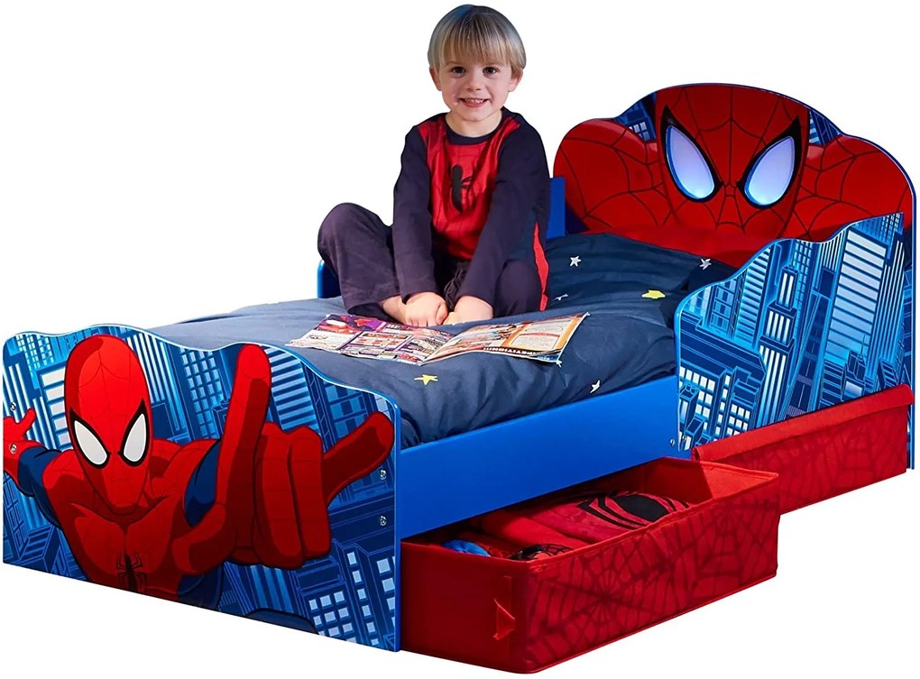 CAMA INFANTIL HOMEM ARANHA + COLCHÃO E ALMOFADA 145cm x 77cm x 65cm