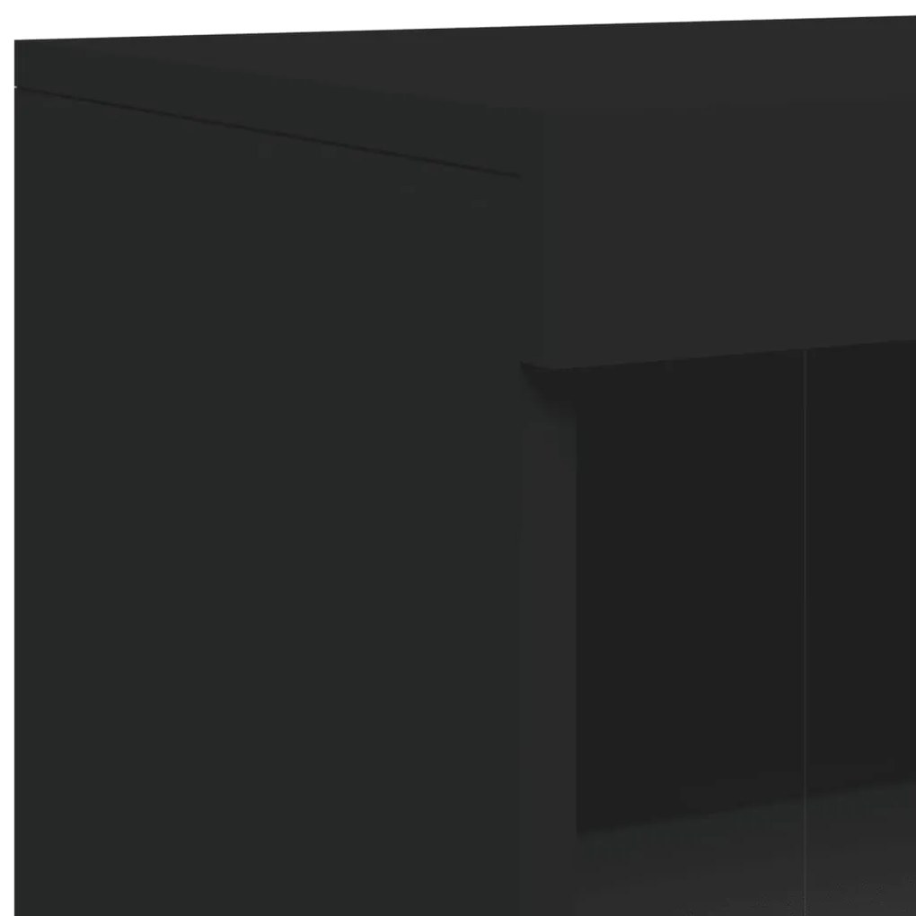 Aparador com luzes LED 181,5x37x100 cm preto