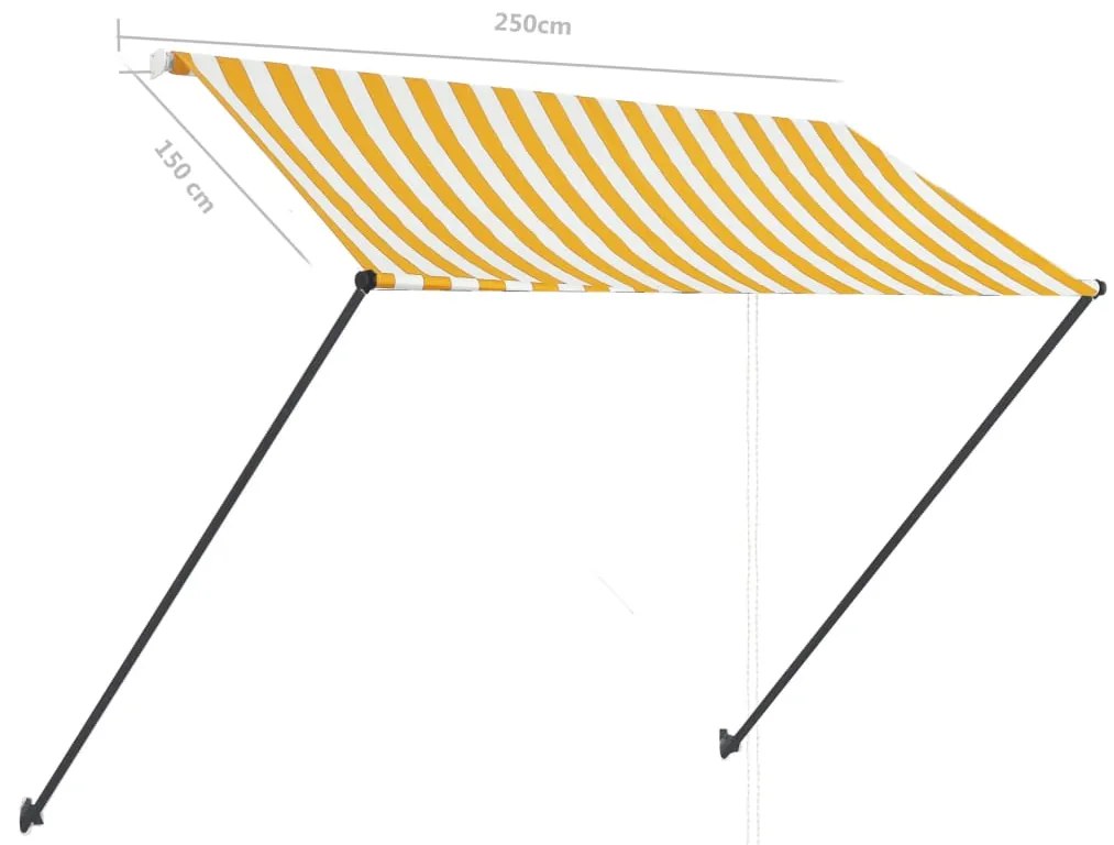 Toldo retrátil com LED 250x150 cm amarelo e branco