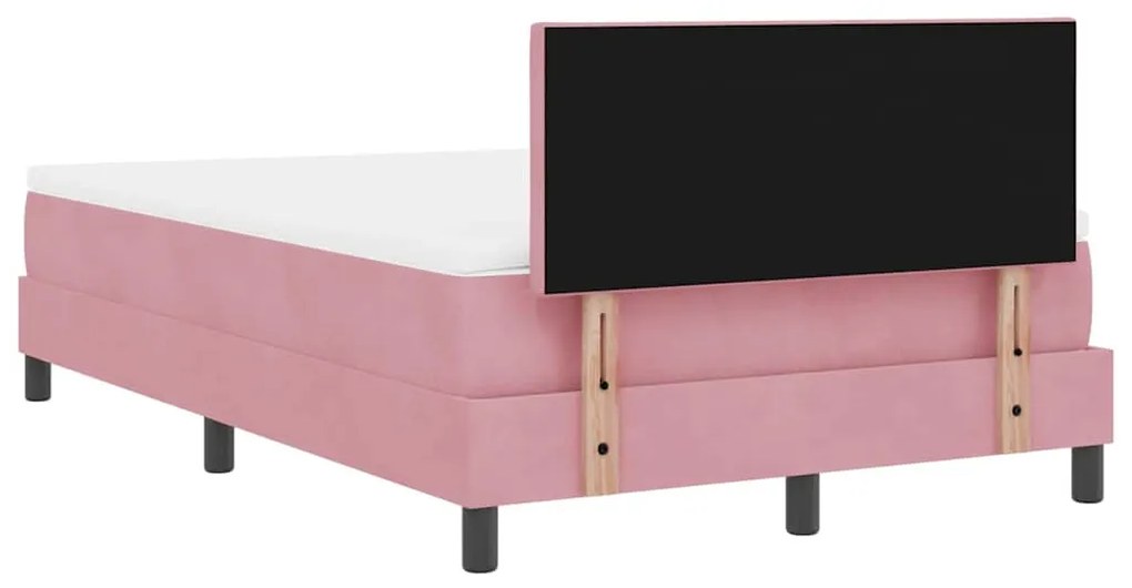 cama box spring vidaXL com colchão e LED rosa 120x190 cm veludo