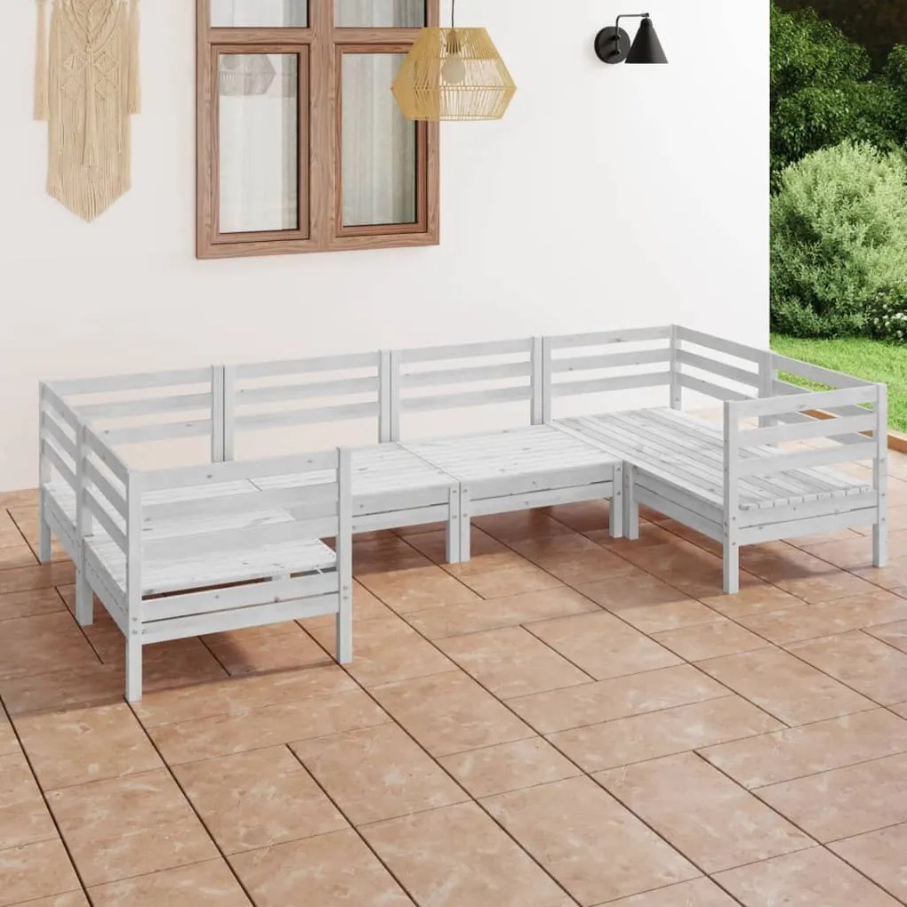 vidaXL 6 pcs conjunto lounge de jardim pinho maciço branco