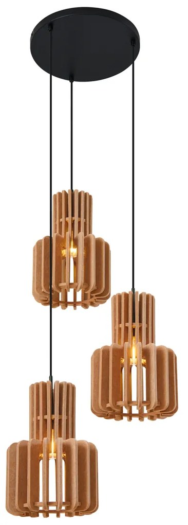 Candeeiro suspenso retro preto com laranja 3-luzes - Felt