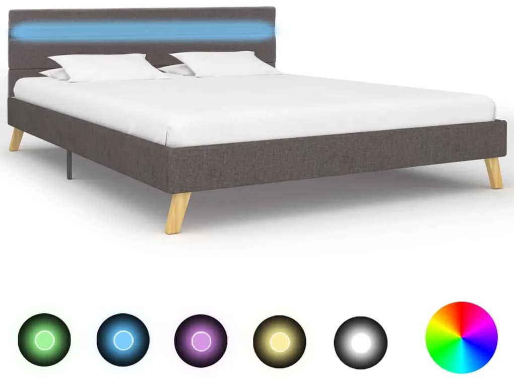 vidaXL Estrutura de cama com LED 140x200 cm tecido cinzento-claro