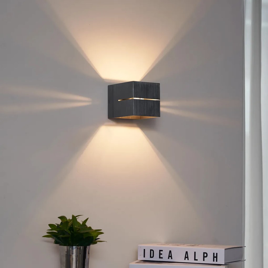 Candeeiro de parede moderno cor de chumbo com efeito de luz - Transfer Groove