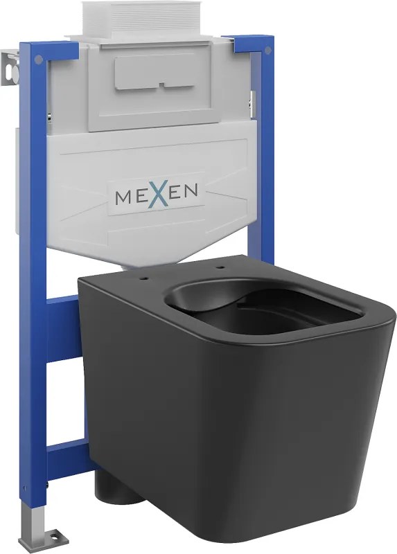 Mexen Teo conjunto de instalação embutida WC estrutura Fenix XS-U com sanita, preto mate - 6853385XX85