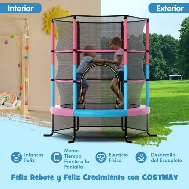 Trampolim para crianças 191 cm com rede de segurança e almofada para molas recreativas Estrutura em aço multicolorida