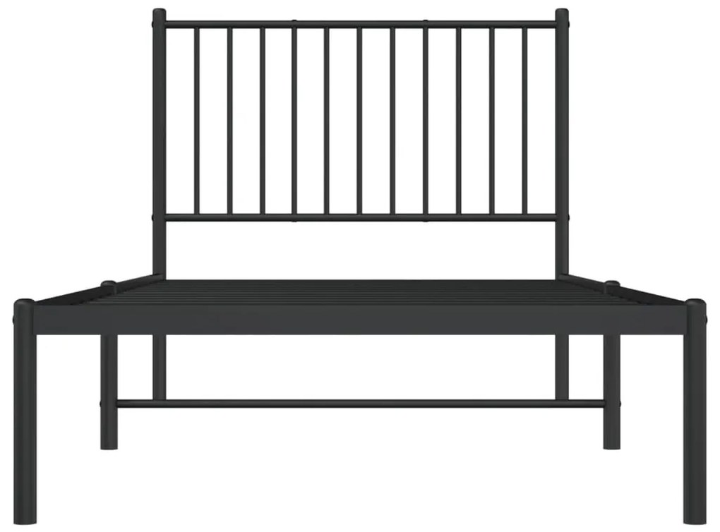 Estrutura de cama com cabeceira 90x190 cm metal preto