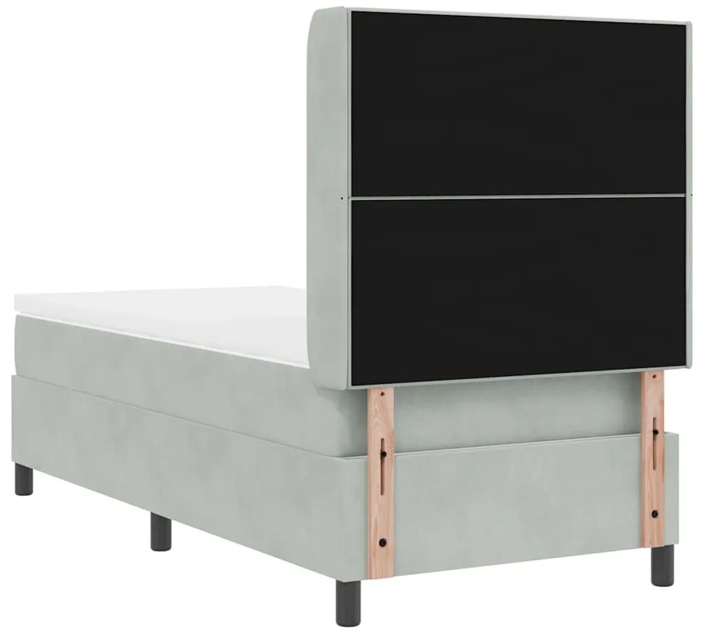 Cama Box Spring vidaXL com Colchão e Luz LED Cinza Claro 100x200 cm Ve