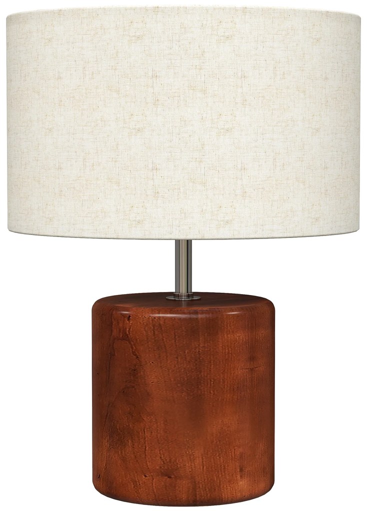 Candeeiro de Mesa Rústico com Base de Madeira Ecrã de Linho Interruptor Basculante E27 40W Ø20x27 cm Madeira e Bege