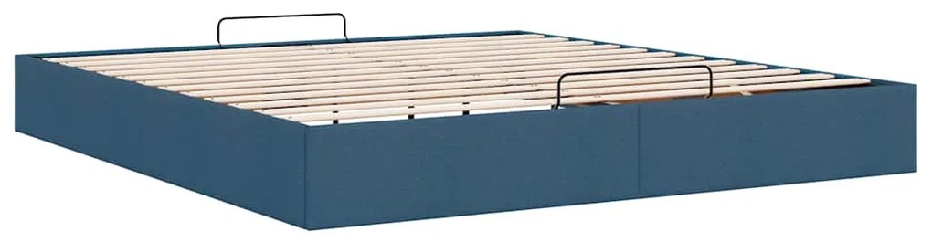 Estrutura de cama otomana sem colchão tecido azul 180x200 cm