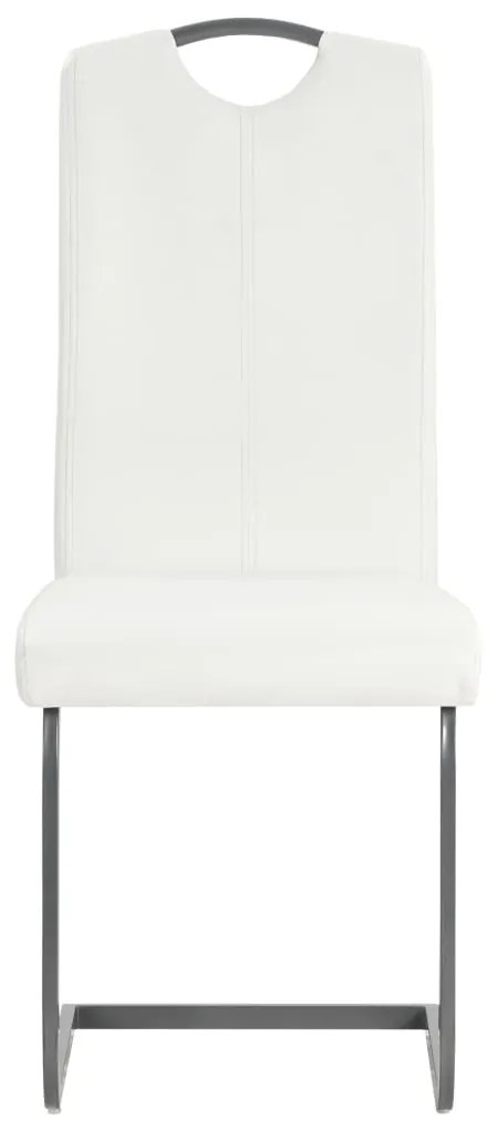 Cadeiras de jantar cantilever 2 pcs couro artificial branco