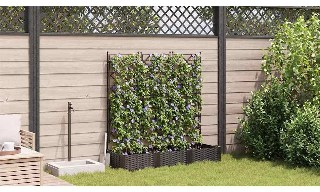 Vaso de Jardim com Treliça 3 pcs Castanho 120x40x125.5 cm