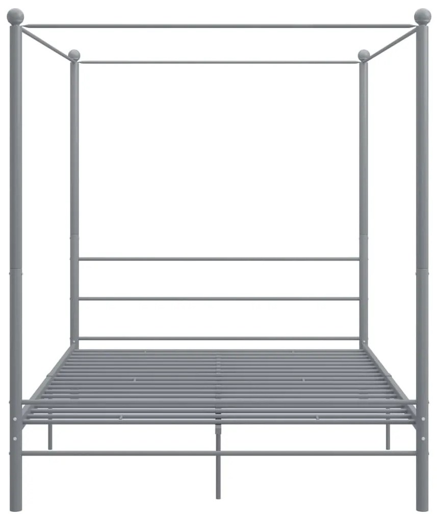 Estrutura de cama com dossel 160x200 cm metal cinzento