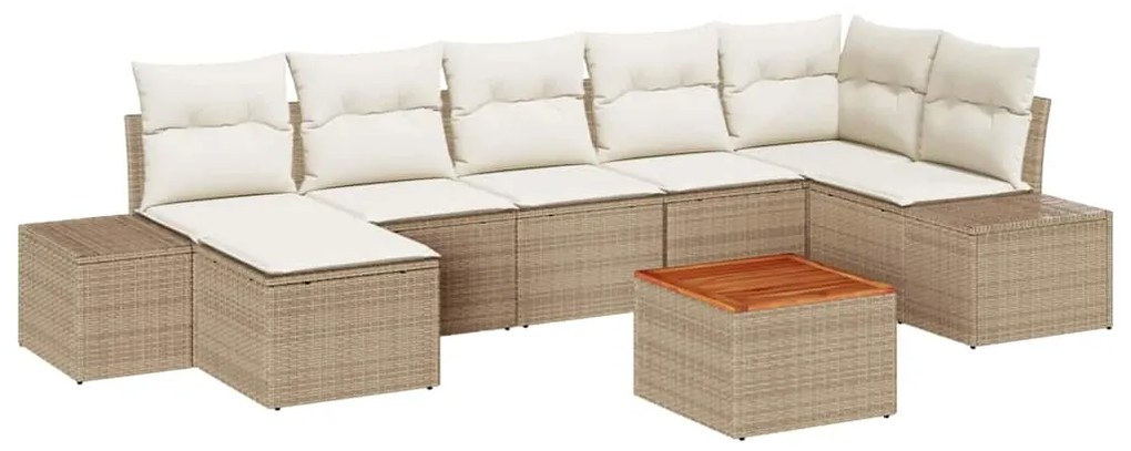 Conjunto de Sofá de Jardim 8 pcs Bege e Branco