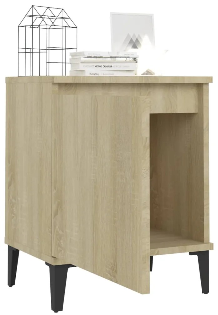 Mesa de cabeceira c/ pernas em metal 40x30x50cm carvalho sonoma