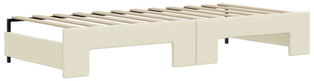 Sofá-cama c/ gavetão e gavetas 90x200 cm couro artif. cor creme