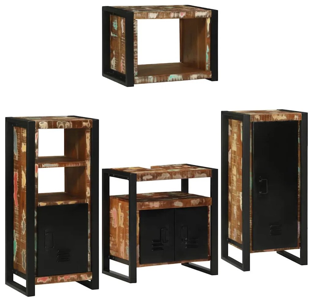 vidaXL Conjunto de Móveis para Banheiro com prateleira com porta 4 pcs