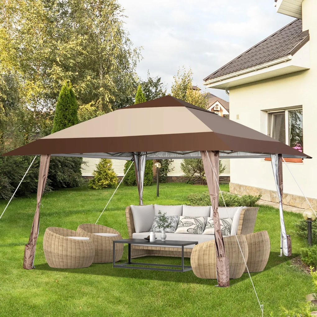 Pérgola Tenda 390 x 390 cm pop-up grande Jardim UPF 50+ Tenda pop-up grande com rodas à prova d'água