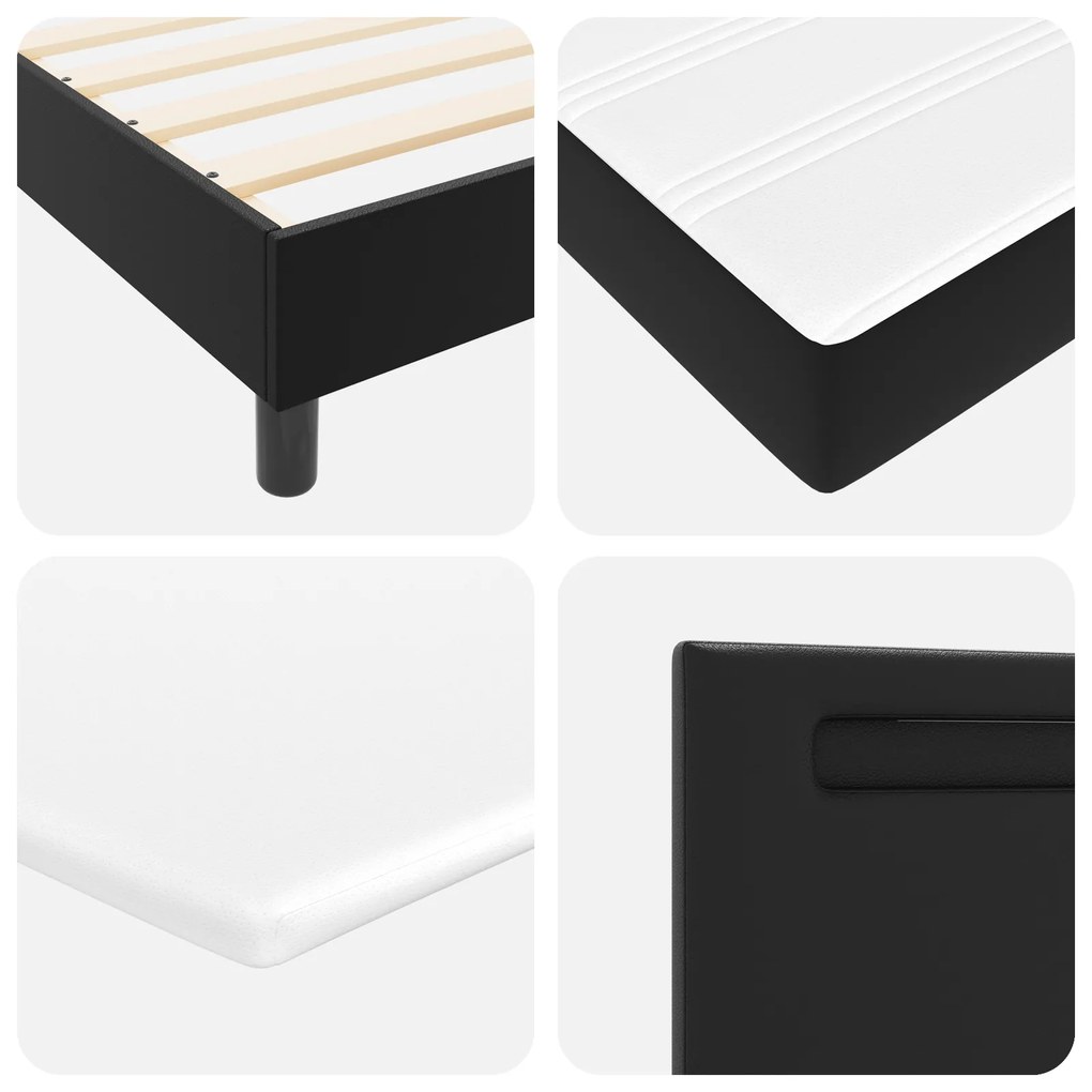 Cama Box vidaXL com Colchão Preta 90x200 cm de Couro Sintético, Cabece