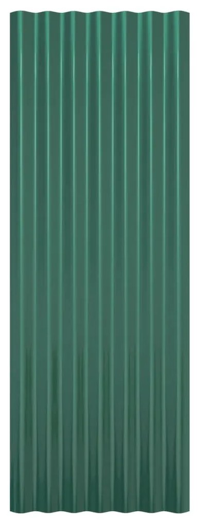 Painéis de telhado 12 pcs 100x36 cm aço revestido a pó verde