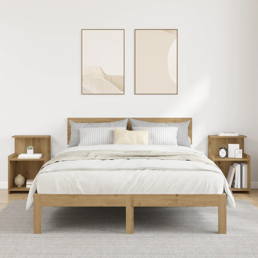 vidaXL Criados-mudos - 2 pcs Carvalho Artisan, 40 x 35 x 60 cm, feitos de madeira de engenharia