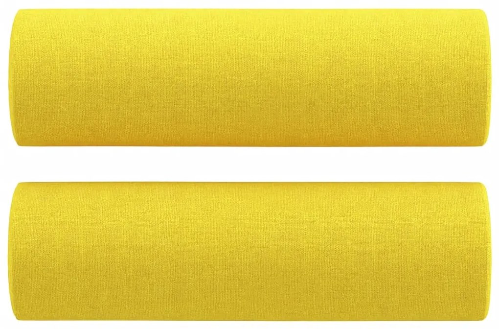 3 pcs conjunto de sofás com almofadas tecido amarelo-claro
