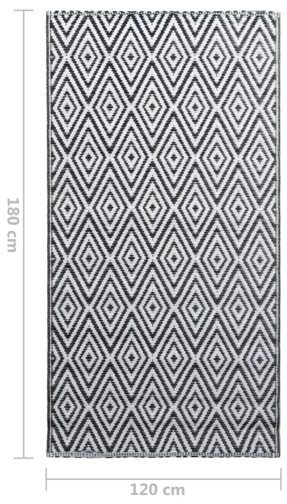 Tapete de exterior 120x180 cm ARAKIL PP branco e preto