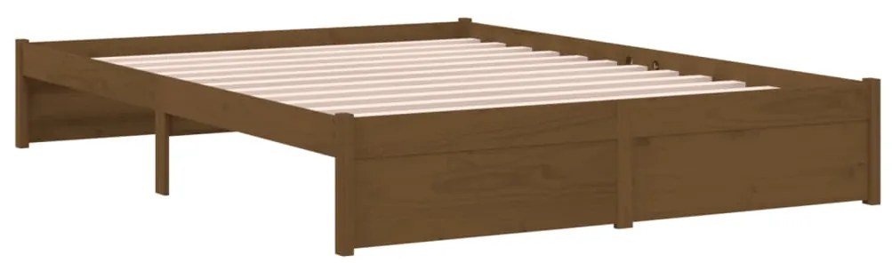 Estrutura de cama 140x200 cm madeira maciça castanho mel