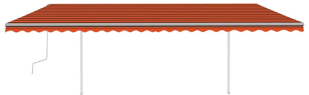 Toldo retrátil manual com postes 6x3,5 m laranja e castanho
