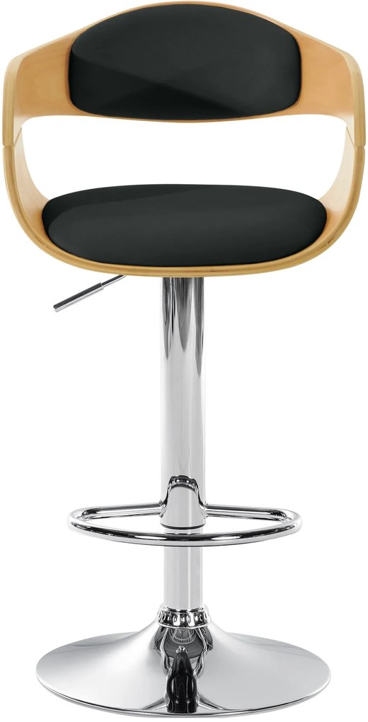 Banco de bar Kingston em couro sintético 50 x 88-102 x 48 cm Natural + Preto