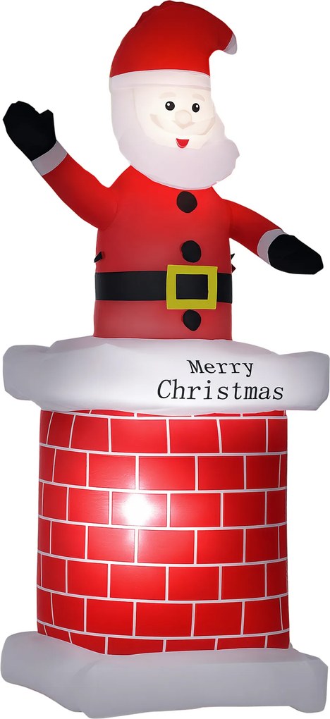 HOMCOM Pai natal insuflável exterior com Chaminé 2 Luzes LED e Insuflador Elétrico Decoração de Natal 80x70x210 cm Multicor | Aosom Portugal