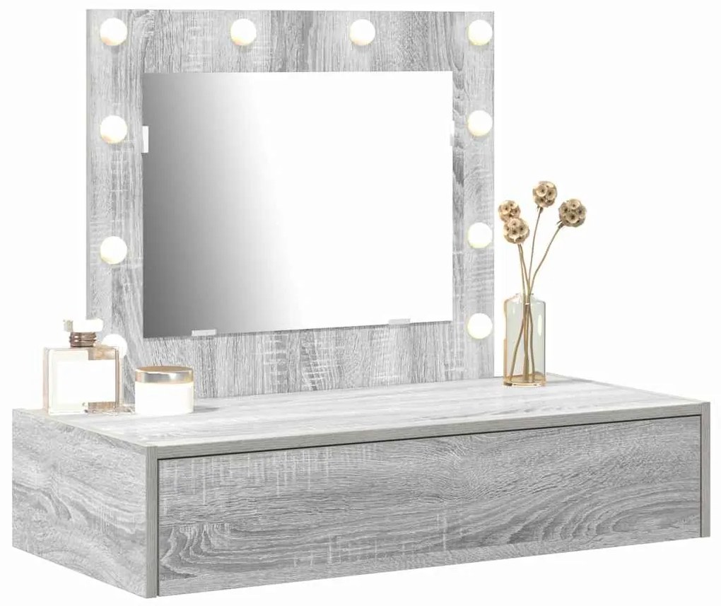 Mesa de Toucador Suspensa com Luzes de LED Cinza Sonoma