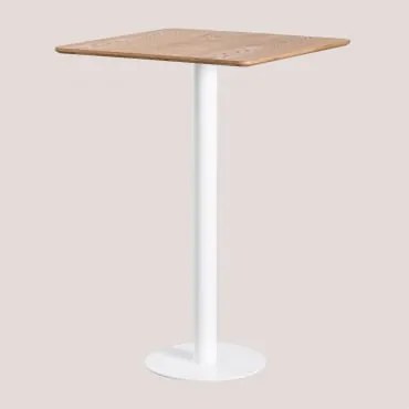 Mesa Alta De Bar Quadrada Em Chapa De Freixo Frappe ↔︎ 70 Cm & Branco - Sklum