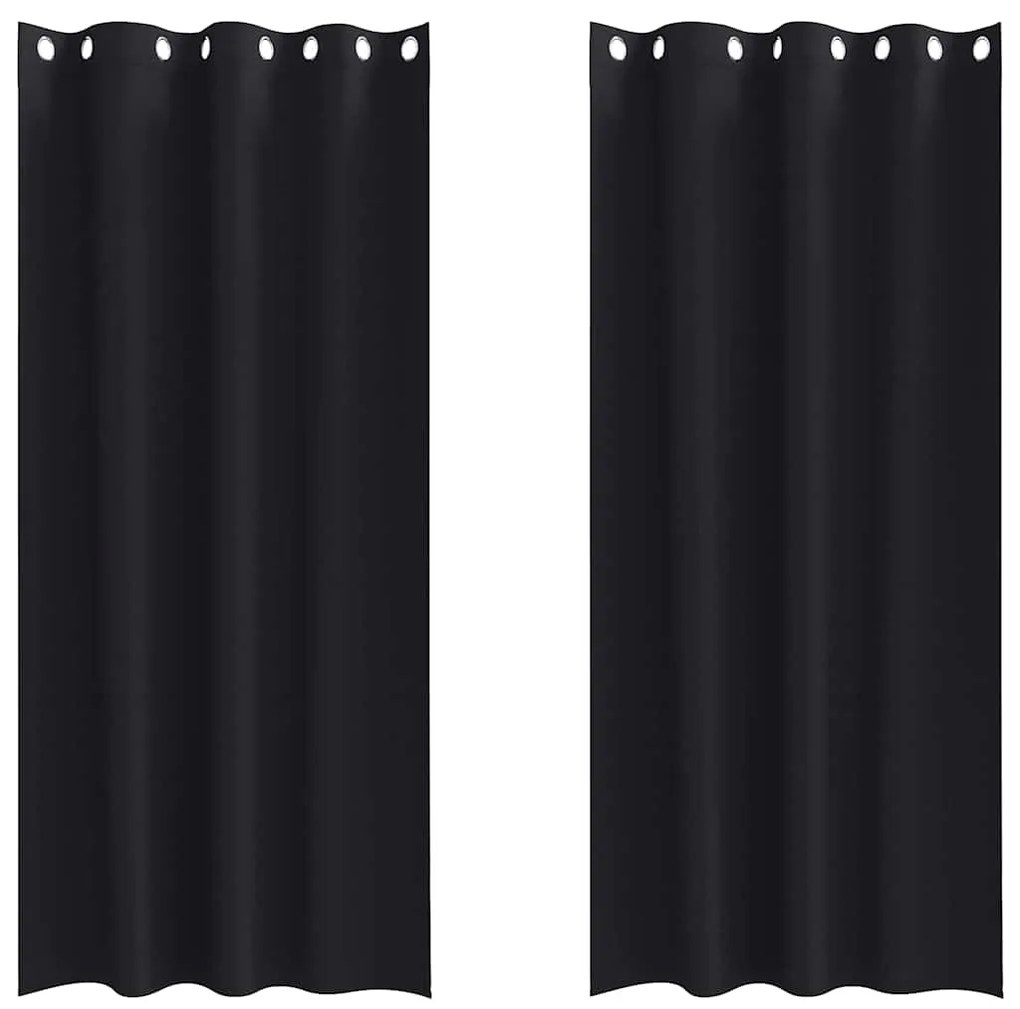 Cortinas com cortinas 2 pcs Preto 260 x 140 cm Poliéster