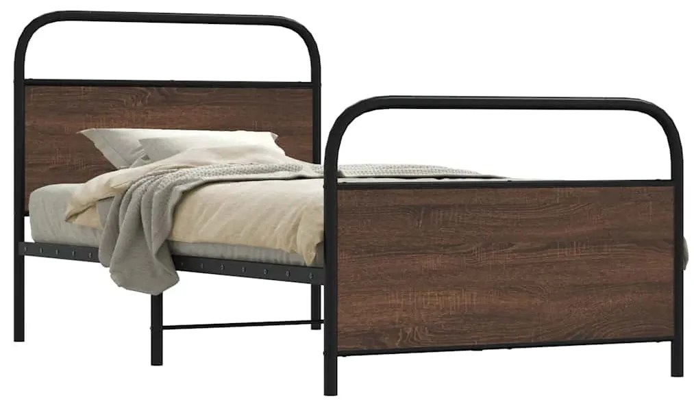 Estrutura cama s/ colchão derivados madeira carvalho castanho