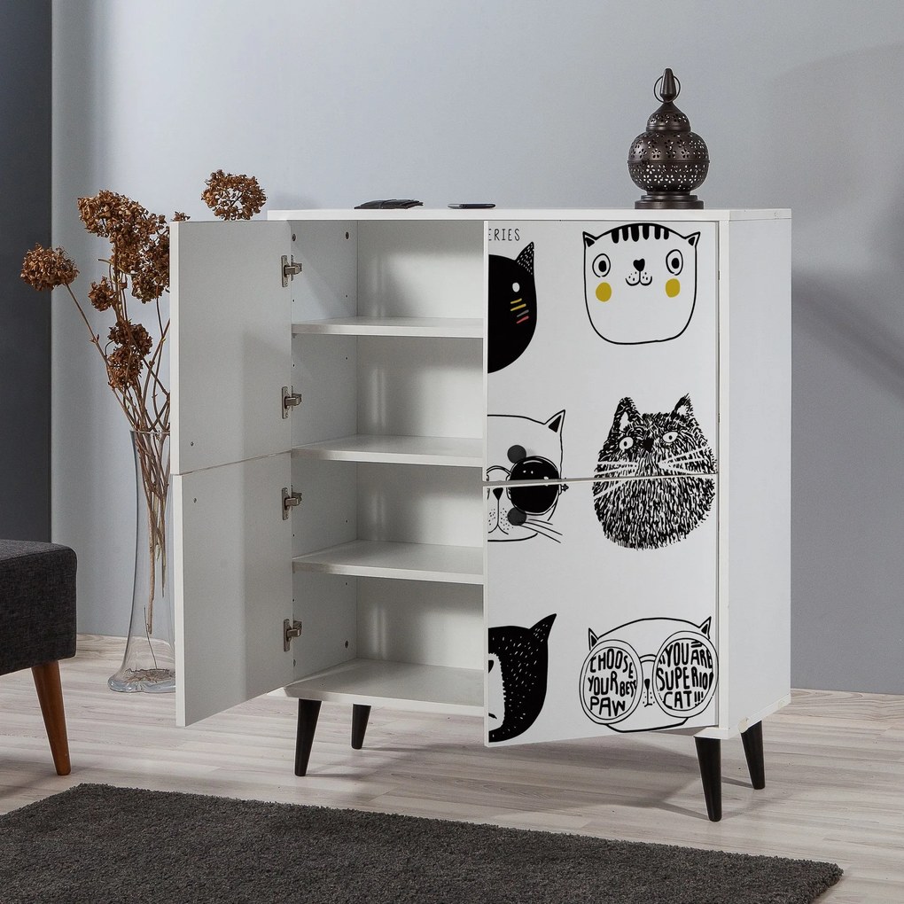Armário Multiuso Multilux – Branco, Preto, Amarelo – 95x111x36 cm