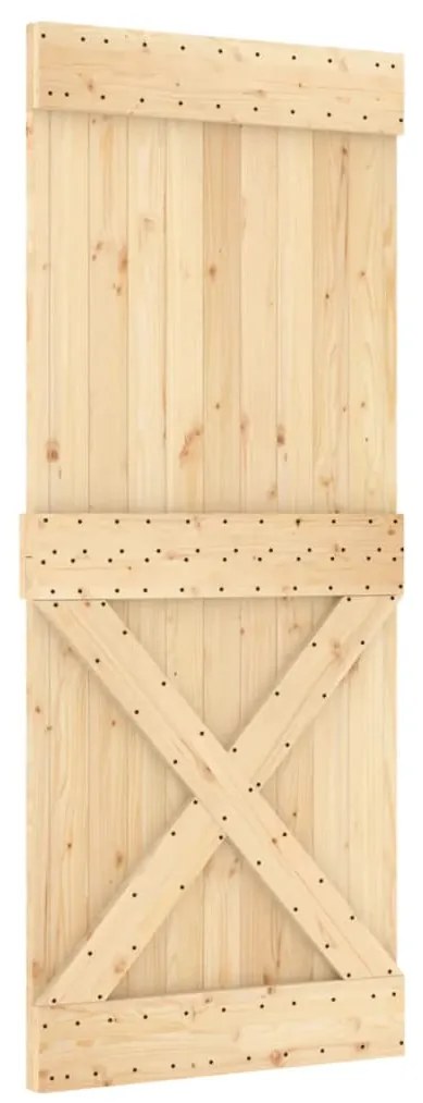 Porta de correr com ferragens 85x210 cm madeira de pinho maciça