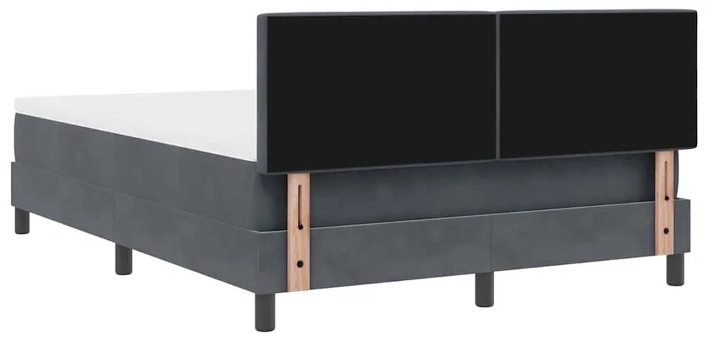 Cama Box com Colchão e LED vidaXL Cinza Escuro 140x190 cm Veludo