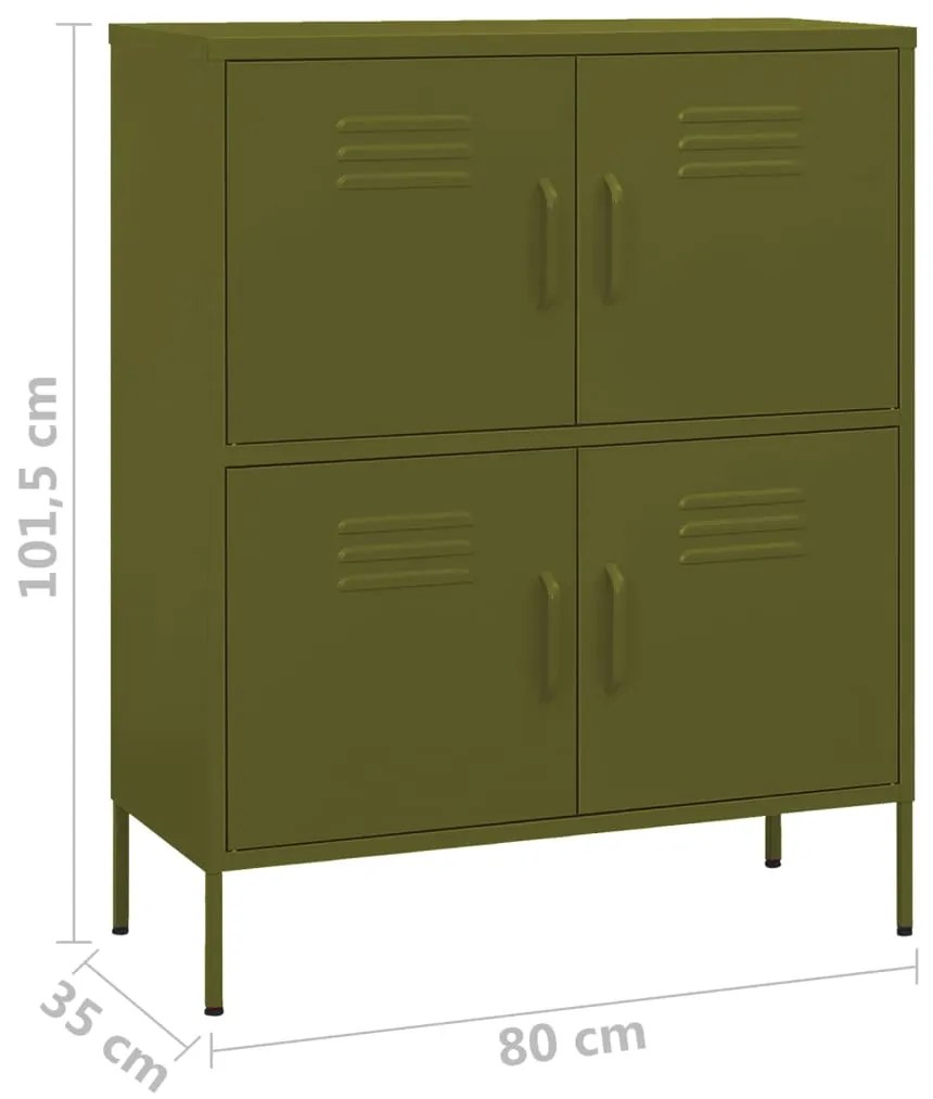 Armário de arrumação aço 80x35x101,5 cm verde-azeitona