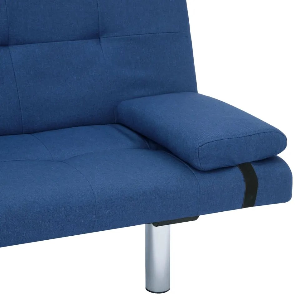 Sofá Cama Vivian - Cor Azul - Em Tecido, Estrutura em Madeira, Pernas