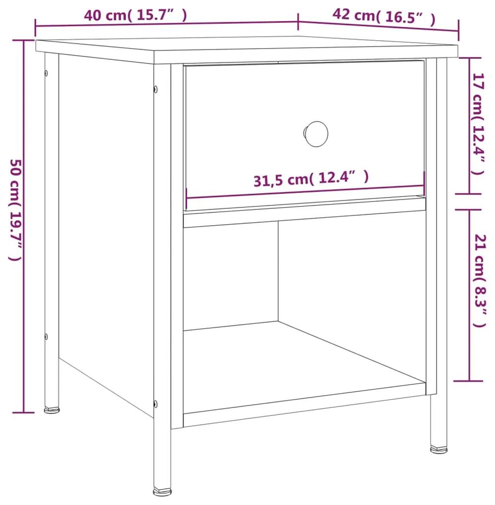 Mesa de cabeceira 40x42x50 cm derivados madeira carvalho sonoma
