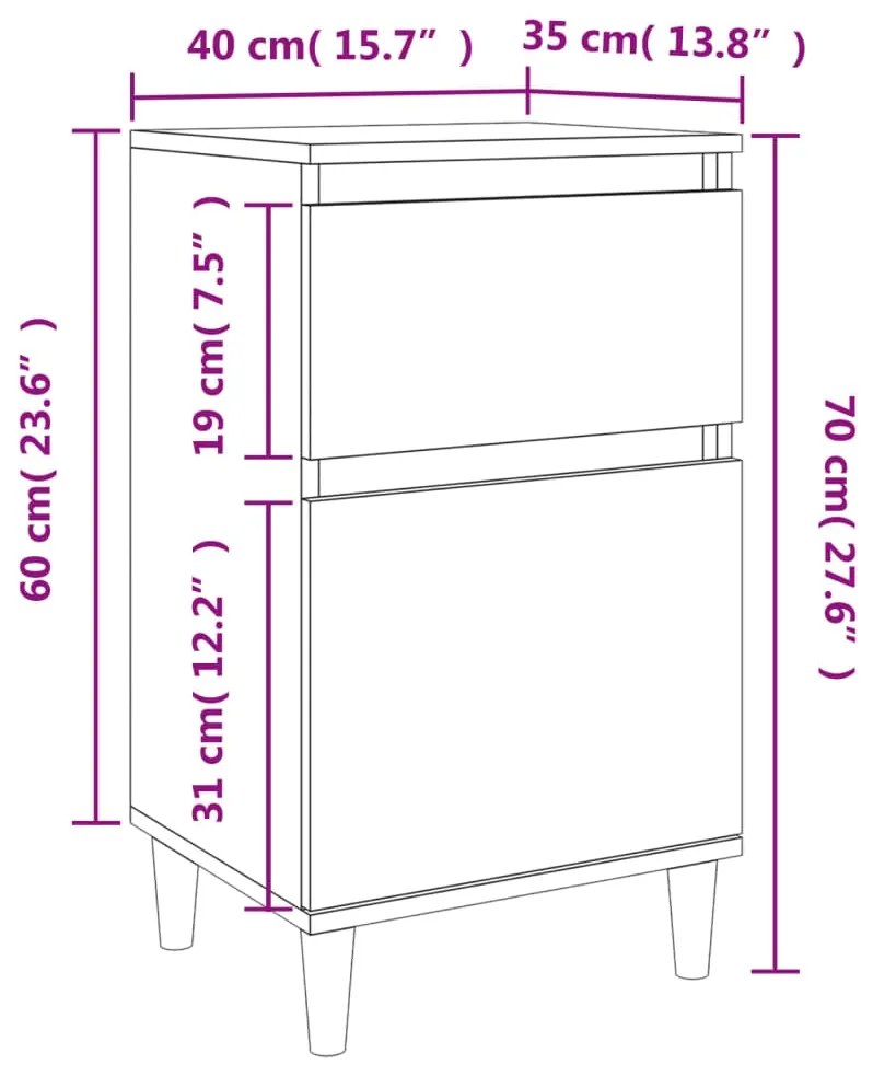 Mesa de cabeceira 40x35x70 cm cor carvalho sonoma