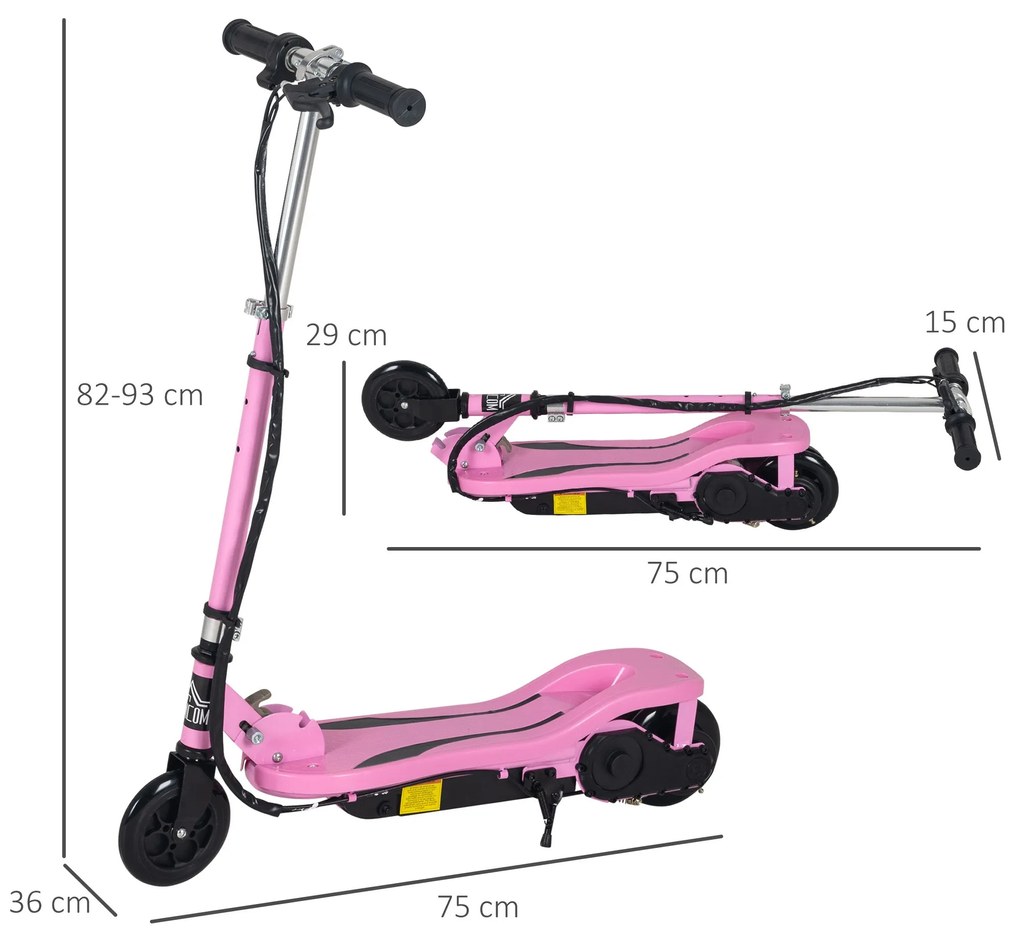 HOMCOM Trotinete Elétrico Dobrável Suporta até 50kg com Altura Ajustáv