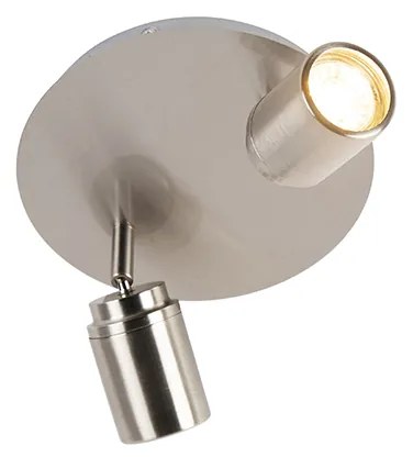 Foco moderno para casa de banho em aço 2 luzes IP44 - Ducha Moderno