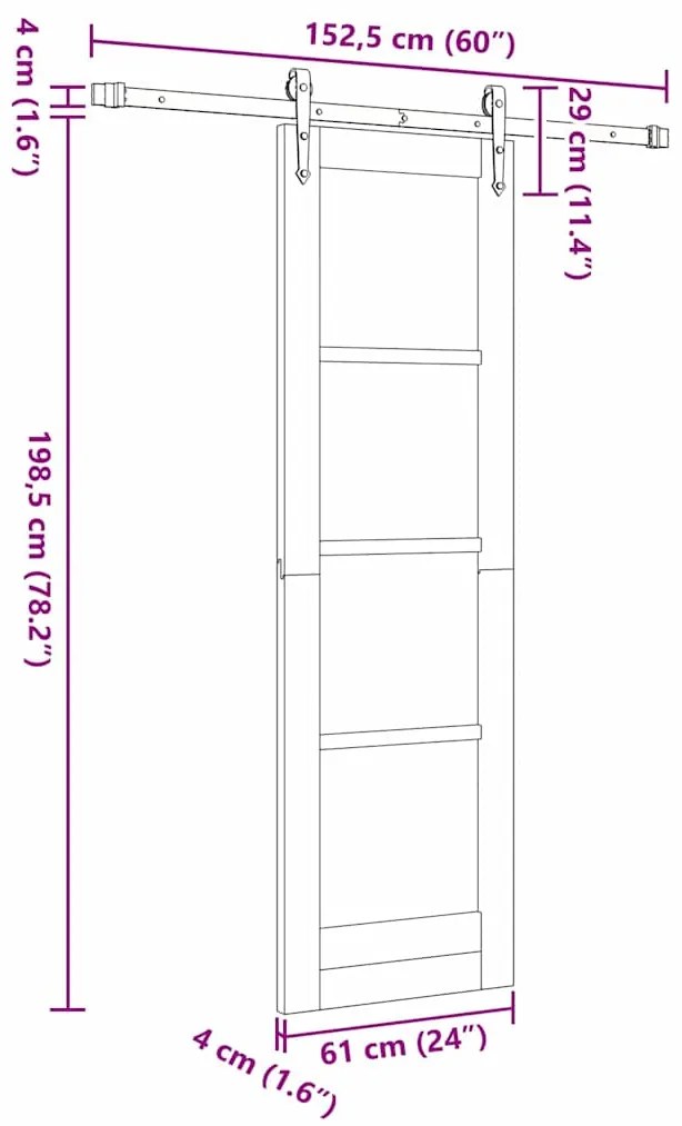 Porta Deslizante vidaXL com Conjunto de Ferragens 'ORKDAL'Branca 61x19
