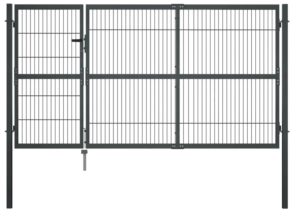 vidaXL Portão de jardim com postes 350x140 cm aço antracite