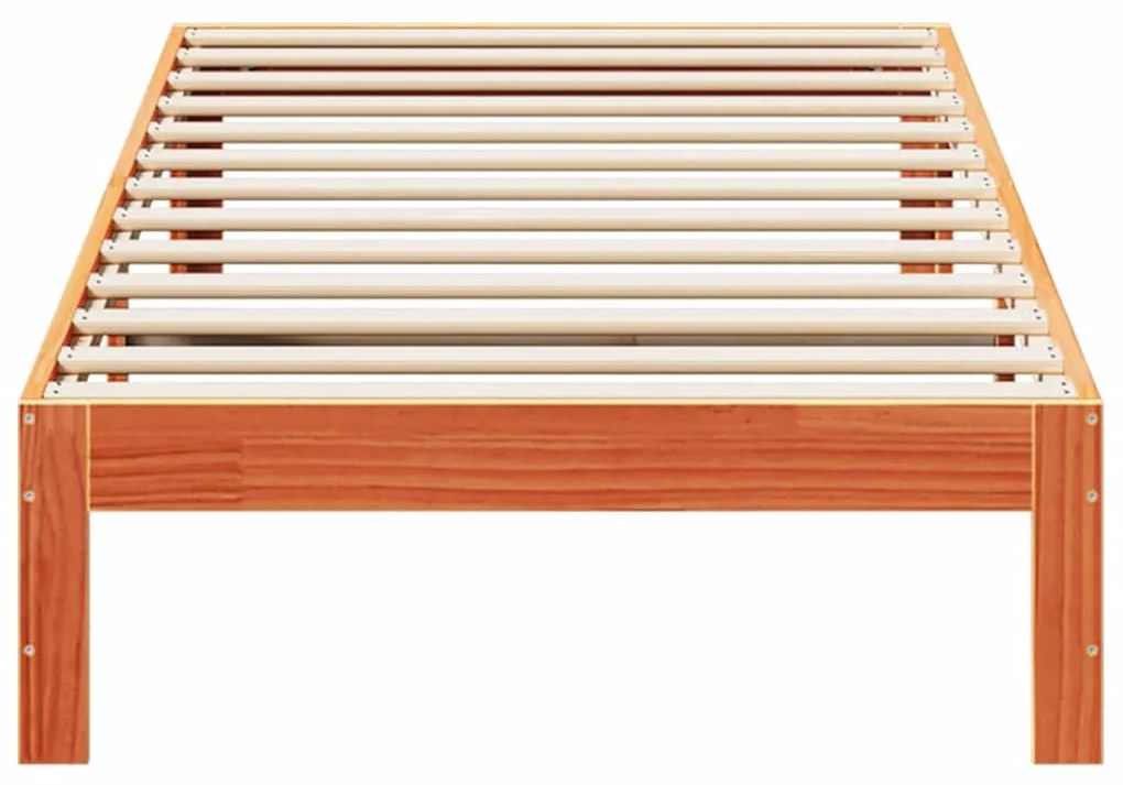 Cama sem colchão 80x200 cm pinho maciço castanho-mel
