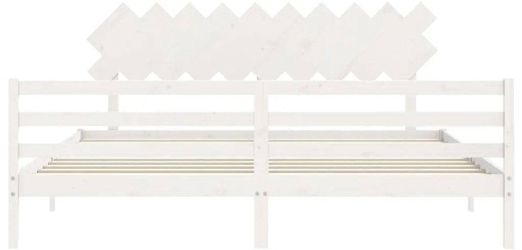 Estrutura de cama com cabeceira 200x200cm madeira maciça branco