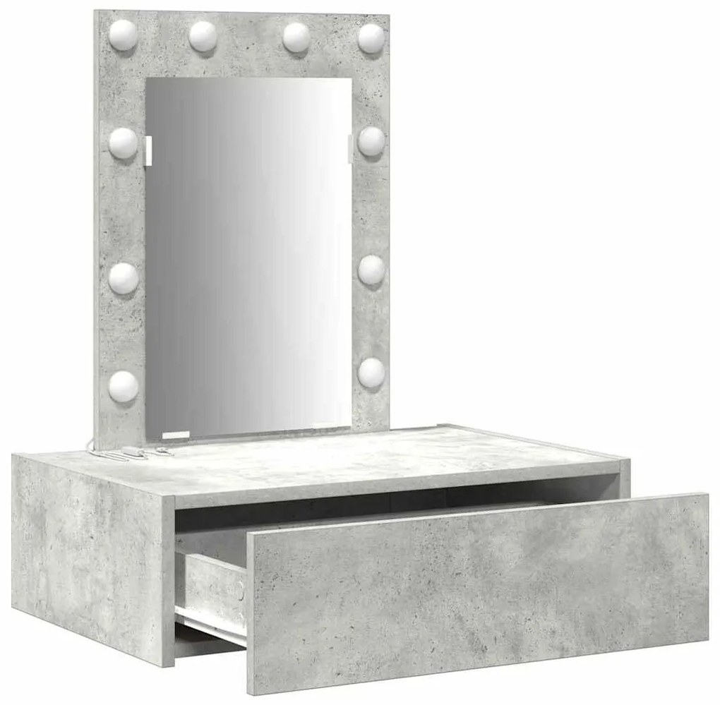 Mesa de Maquiagem Suspensa com Luzes LED Cinza Concreto