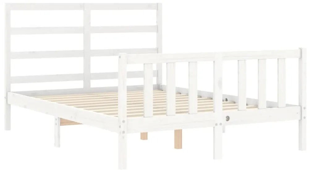 Cama sem colchão 140x200 cm madeira de pinho maciça branco